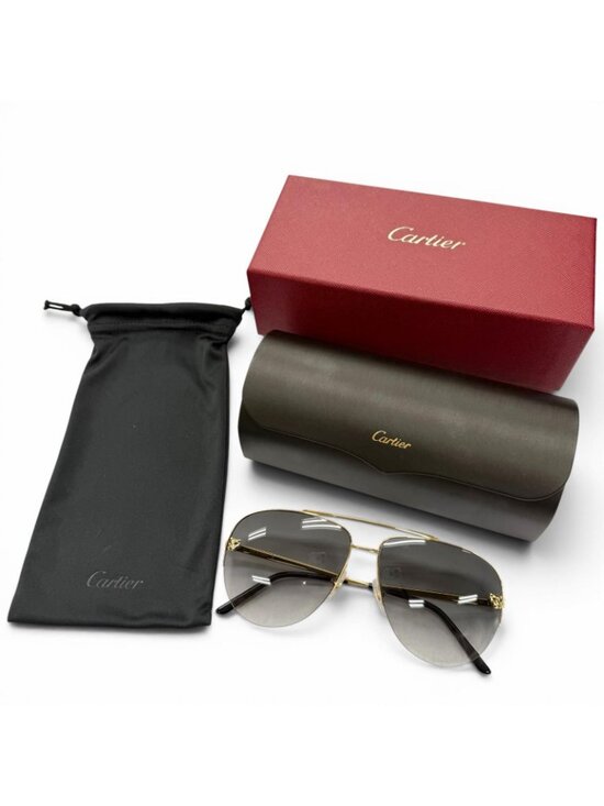 Cartier Panthere de Cartier Two Bridge Gradient Lens Eyewear Sunglasses Gold main image 13